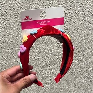 Red Valentine's Day Headband with Heart Accents